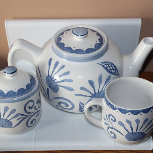 - Corelle Tea Set Oceanview/ Meditteraneo  Pattern - Picture 1 of 5